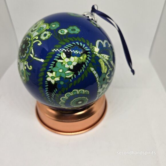 Vera Bradley 2011 Rhythm And Blues Glass Ball Ornament Christmas W Box - Picture 7 of 7